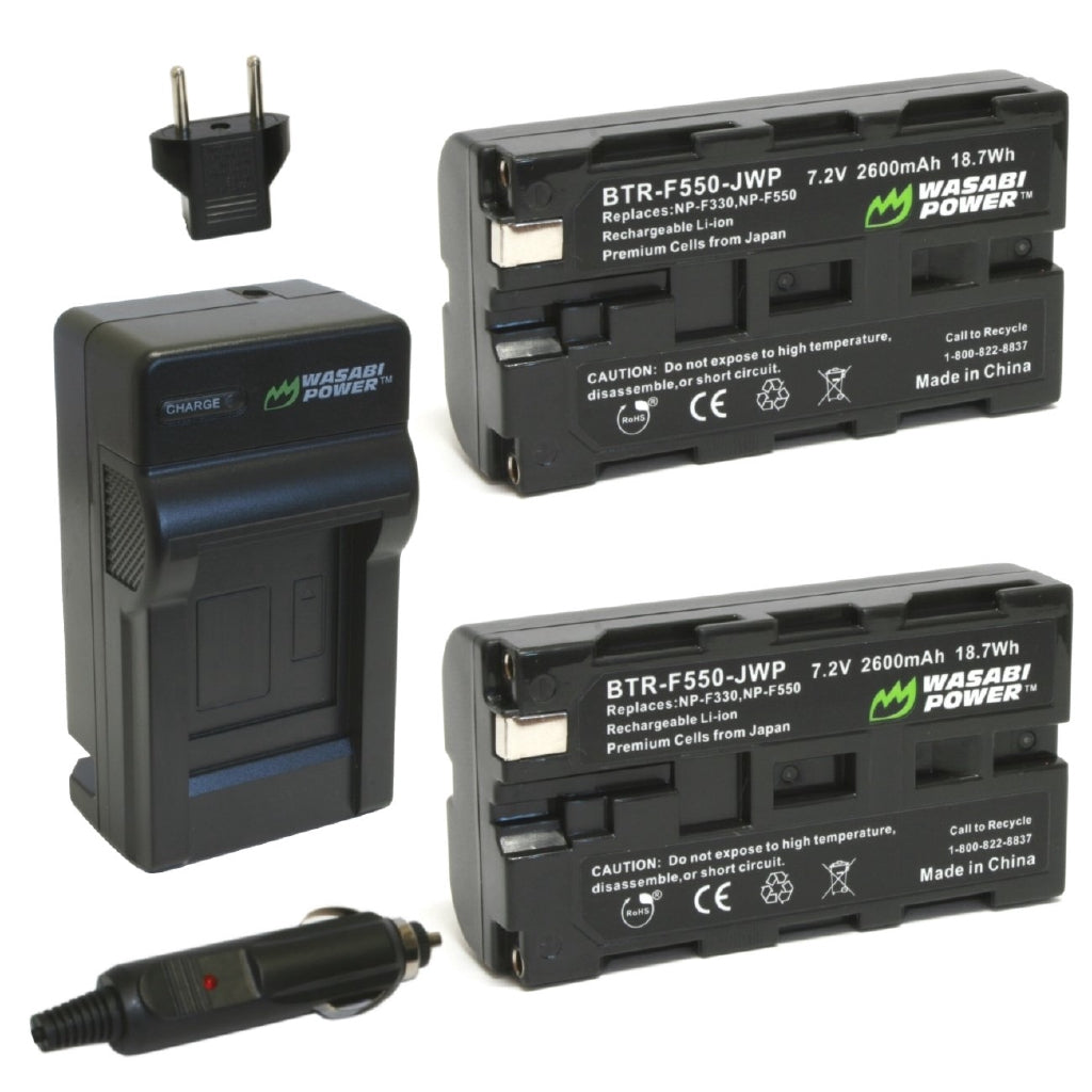 Wasabi Power Battery F550 (2-Pack) and Charger for Sony NP-F330, NP-F530, NP-F550, NP-F570 and CN-160, CN-216, CN126 Series