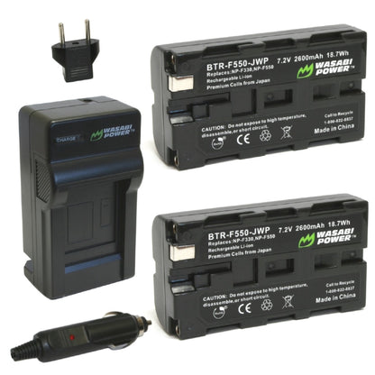 Wasabi Power Battery F550 (2-Pack) and Charger for Sony NP-F330, NP-F530, NP-F550, NP-F570 and CN-160, CN-216, CN126 Series