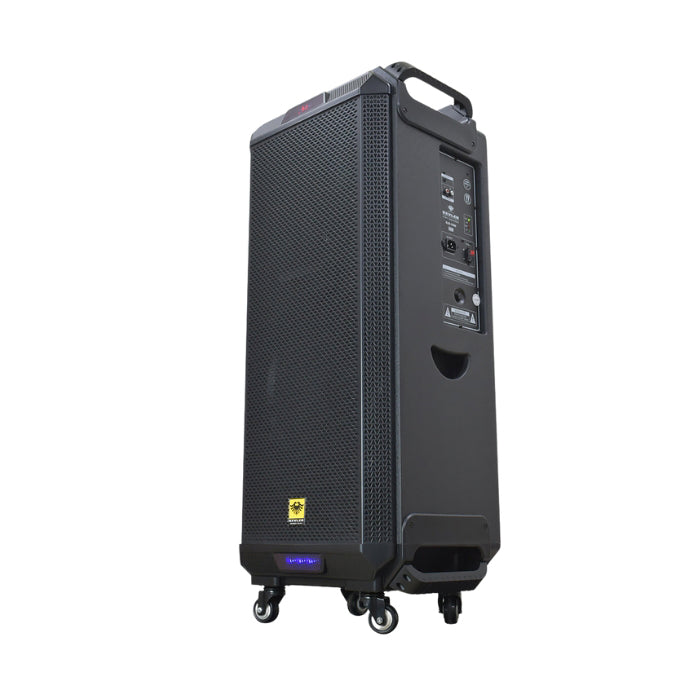 KEVLER DJX-1500 15" 800W 3-Way Full Range Party Boom Box Rechargeable Active Trolley Speaker with Dual UHF Wireless Mic & Selectable Frequency, USB / Bluetooth Function / FM Tuner, 2 AUX, Microphone and Guitar Inputs