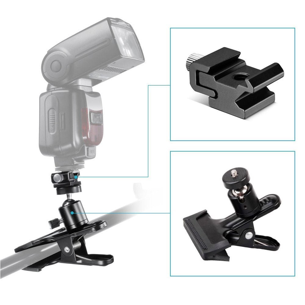 [CLEARANCE] Pxel AA-CT2 Spring Clamp with Metal Ball Head with Hot Cold Shoe Mount for Speedlight Flash Microphone Camera