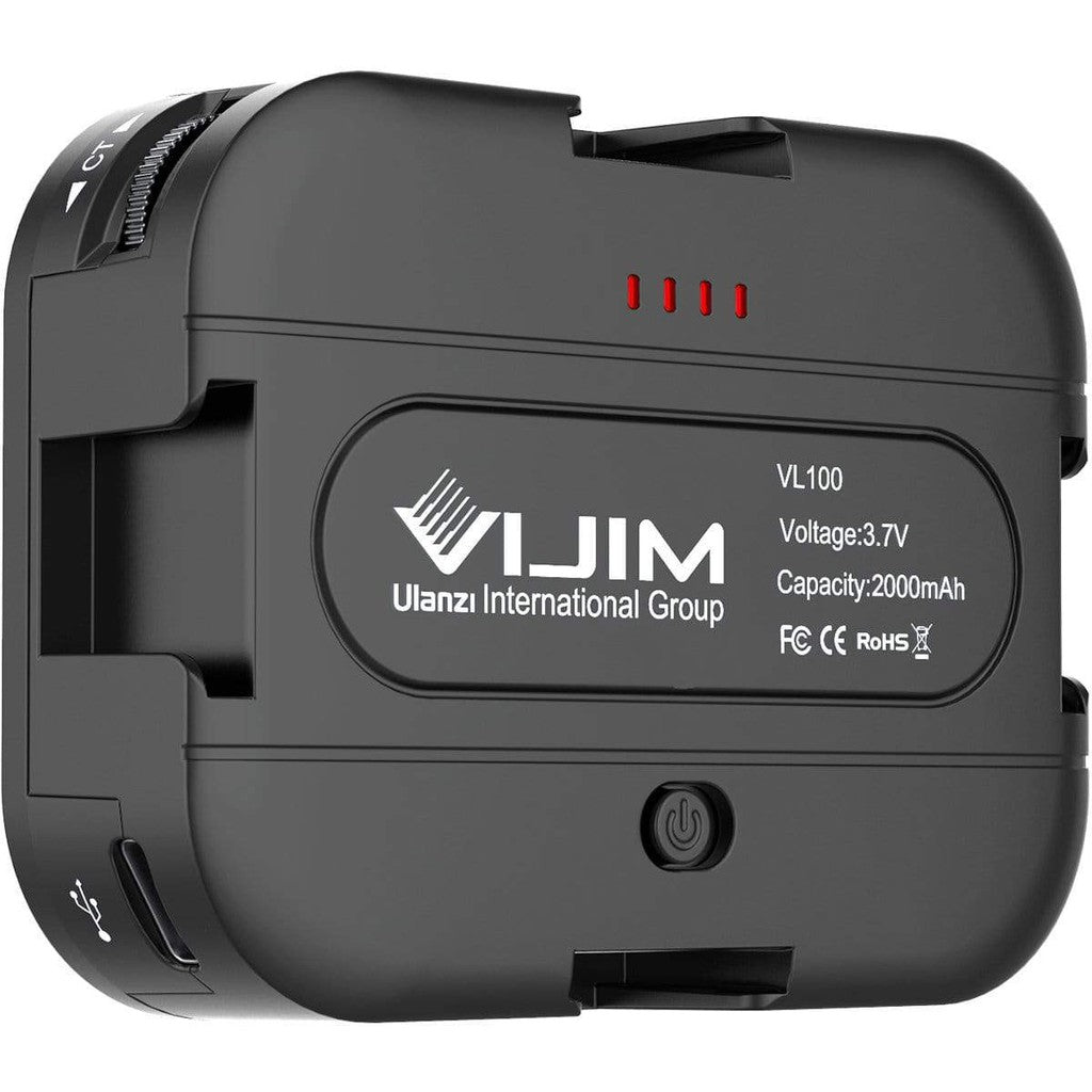 Vijim by Ulanzi VL100C Mini Pocket Video LED Light 3 Cold Shoe 170 Adjustable Ball Head 3200K-6500K Built-in Rechargeable Battery 2000mAh