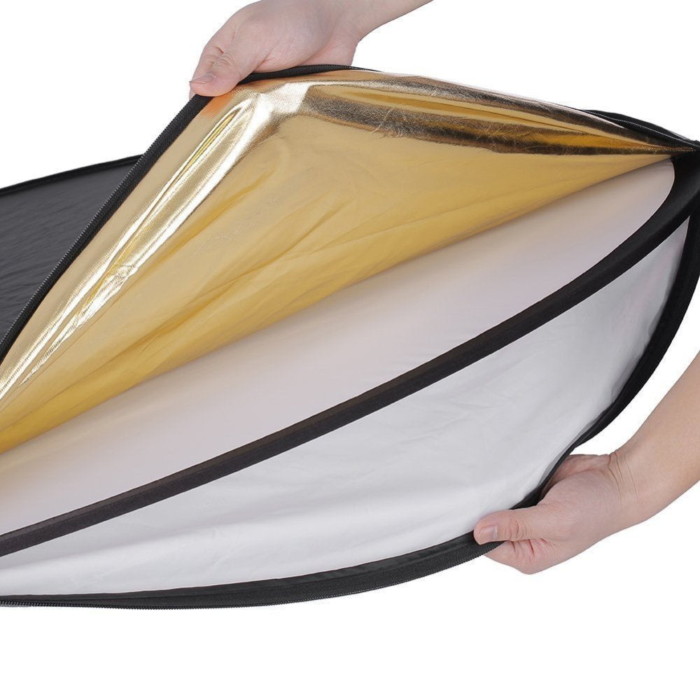 Pxel RF-11X11 5 in 1 43inch / 110cm Round Reflector with Grip Handle for Photography Photo Studio Lighting & Outdoor Lighting