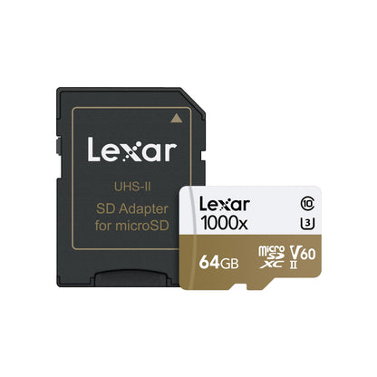 Lexar Professional 1000x MicroSDXC UHS-II 64GB Memory Card with USB 3.0 Card Reader | Model -  LSDMI64GCB1000A