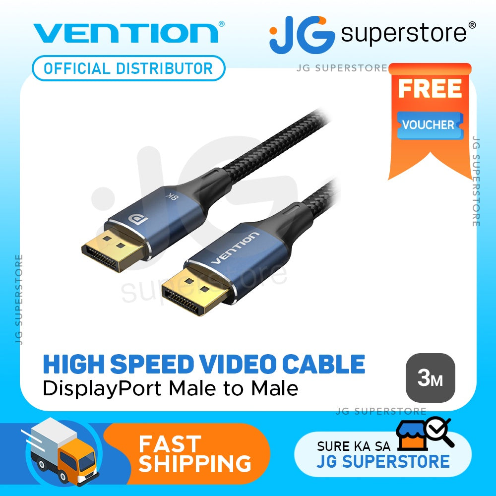 [CLEARANCE] Vention DisplayPort Male to Male Cable 8K 32.4Gbps 8K@60Hz Ultra High Speed for Laptop, Television, Computer, Monitor (5M) | HCEL