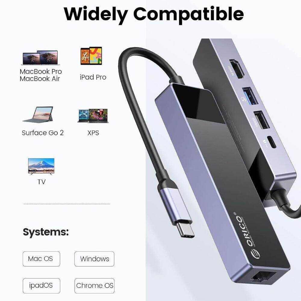 [CLEARANCE] ORICO USB 3.0 Type C Hub Adapter with 100W PD Fast Charging, HDMI, USB C & SD/TF Card Reader for PCs, MacBook, Computer Desktops & Laptops (Windows, macOS, Linux) | USB Hub Extension Docking Station | DM-9P-BK-BP