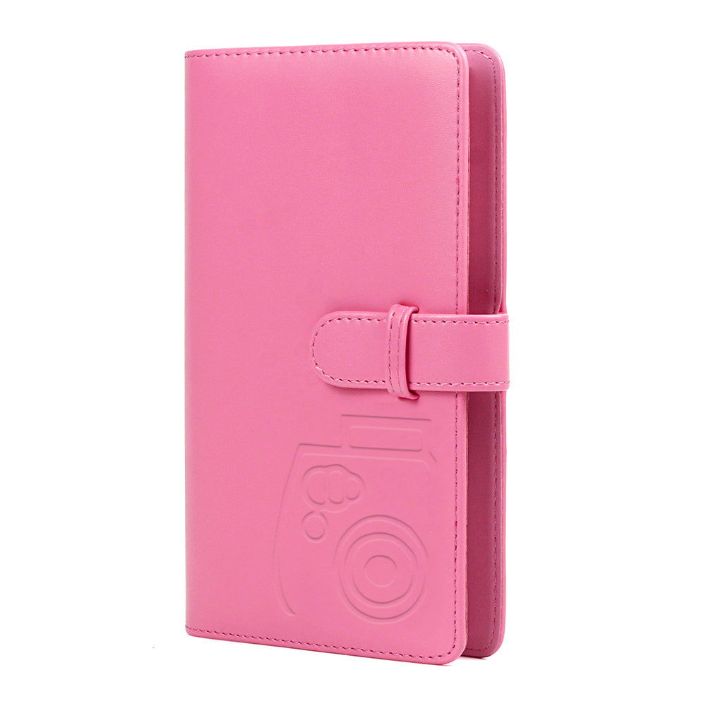 Pikxi 96 Pockets Cute Plain Colors Leather Mini Instant Film Photo Album with Latch and 16 Pages White for FUJIFILM Instax Mini Film Camera, Picture and Card Holder | AM96-24 ICE WHITE