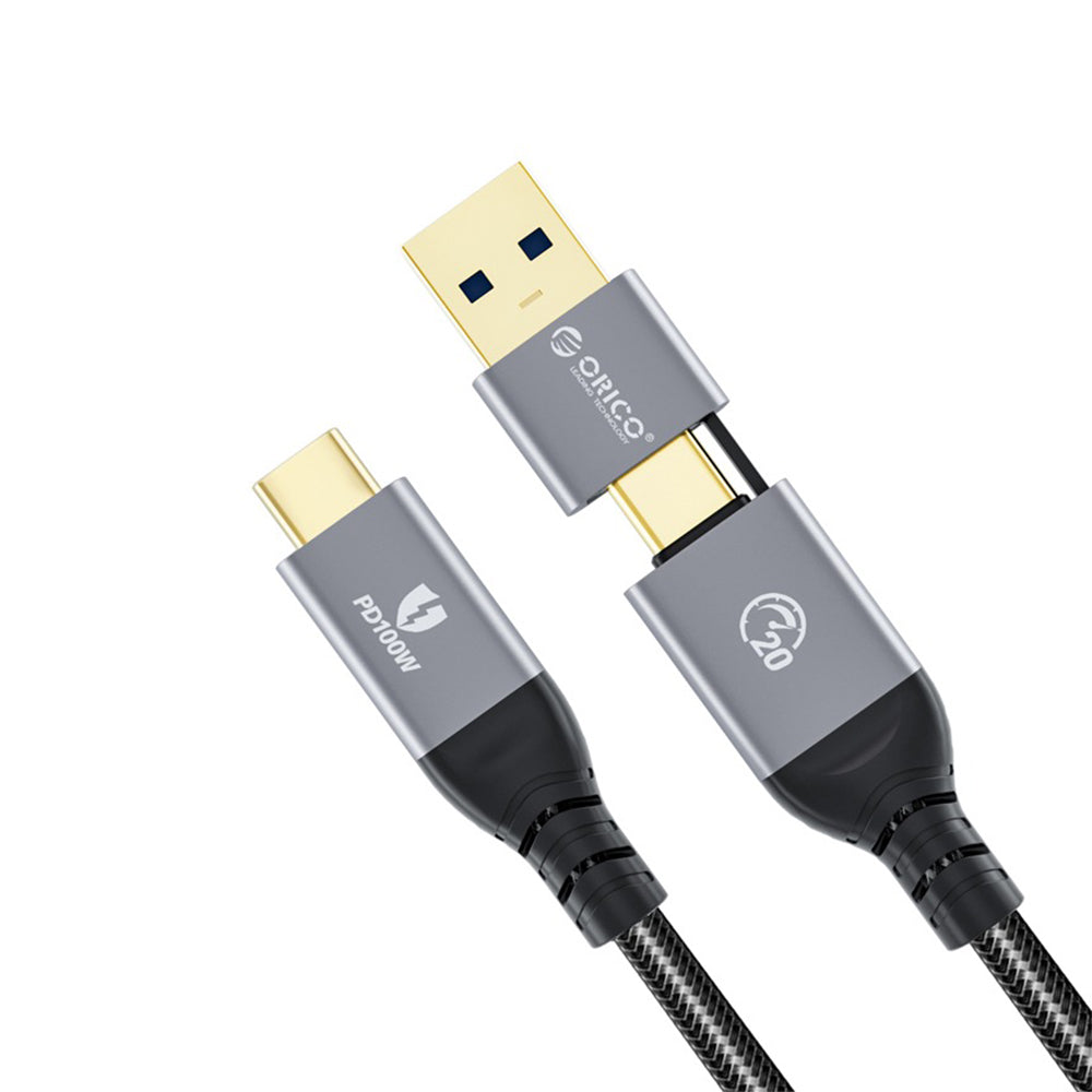 [CLEARANCE] ORICO (0.5m / 1m ) 2-in-1 USB C to USB C / USB A to USB C Fast Charging Data Cable with Adapter 20Gbps / 40Gbps Fast Data Transfer Rate, 4K 60Hz Video, Type C PD 100W for Smartphone, PC, Laptop | ACC20  ACC40