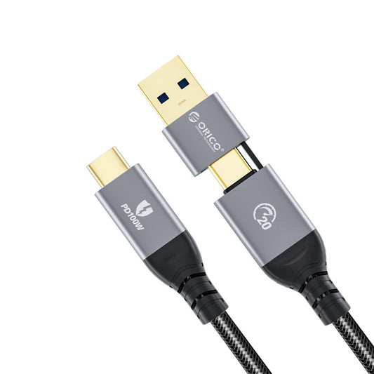 [CLEARANCE] ORICO (0.5m / 1m ) 2-in-1 USB C to USB C / USB A to USB C Fast Charging Data Cable with Adapter 20Gbps / 40Gbps Fast Data Transfer Rate, 4K 60Hz Video, Type C PD 100W for Smartphone, PC, Laptop | ACC20  ACC40