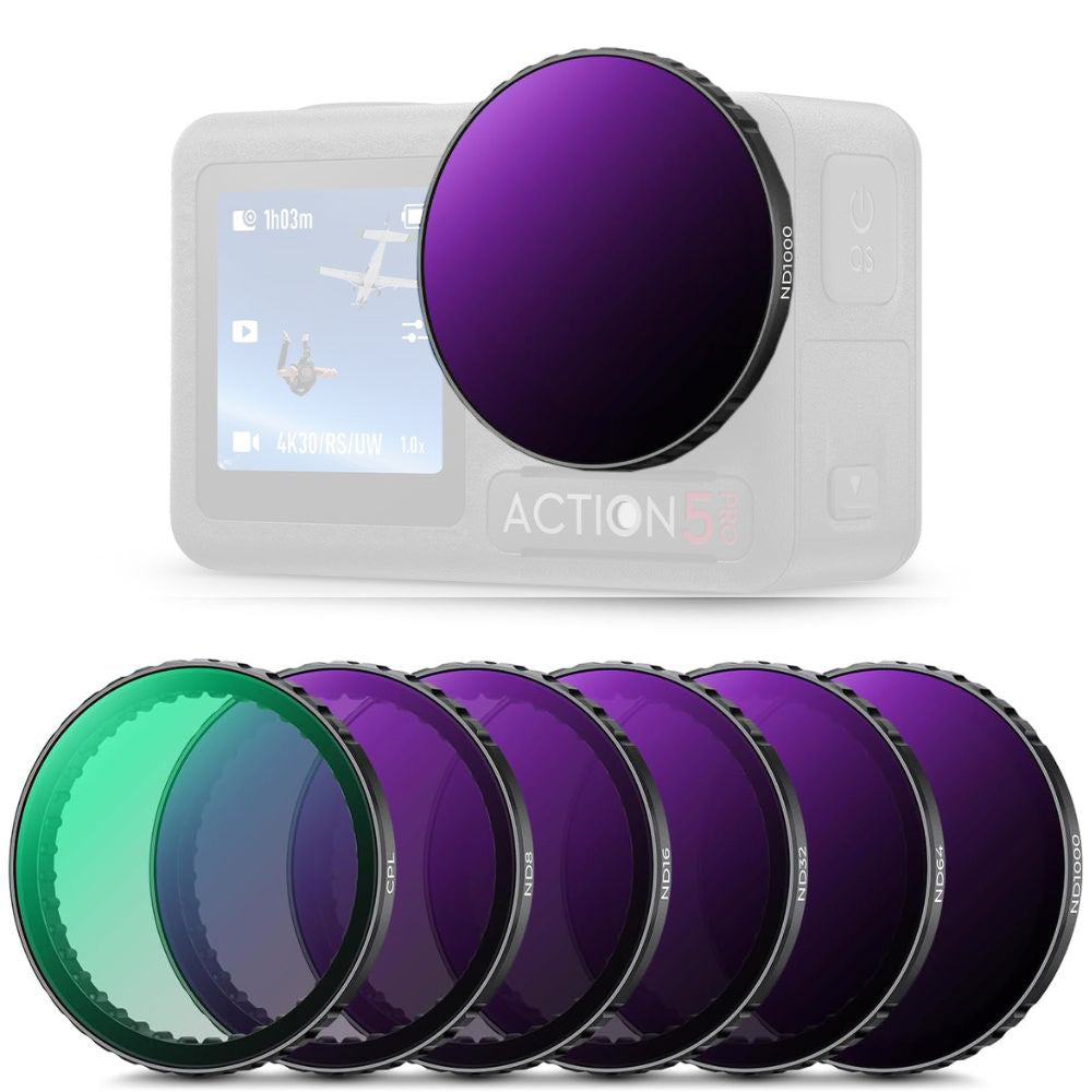 K&F Concept Nano-X Series 2 in 1 Hybrid ND8 / 16 / 32 / 64 / 256 / 1000 + CPL Neutral Density Circular Polarizing Lens Filter Kit Set for DJI Osmo Action 4 5 PRO Action Sports Camera w/ 3-10 Stops, Anti Glare, Multi Layer Coated AGC Glass