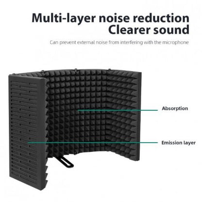 Maono Microphone Sound Isolation Shield Insulating Hood Portable Collapsible Foldable High Density Absorbing Foam Panel and Metal Back for Home Office, Studio, Podcasting, Vocalizing, Singing, Broadcasting | AU-S05 S05