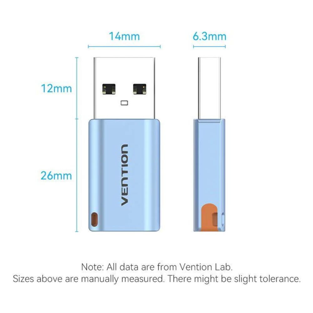 Vention USB 3.1 Type-A Male to Type-C Female OTG Adapter with High-Speed 10Gbps Transfer Speed, Convenient Lanyard for Laptop, Desktop Computer