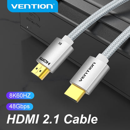 Vention HDMI 2.1 Cable Aluminum Metal Braided (Male to Male) 8KHD 60Hz Video Cable with 48Gbps Transfer Speed (Different Lengths Available) (ALC)
