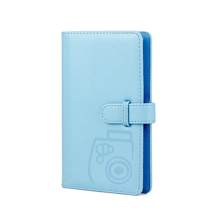 Pikxi 96 Pockets Cute Plain Colors Leather Mini Instant Film Photo Album with Latch and 16 Pages White for FUJIFILM Instax Mini Film Camera, Picture and Card Holder | AM96-24 ICE WHITE