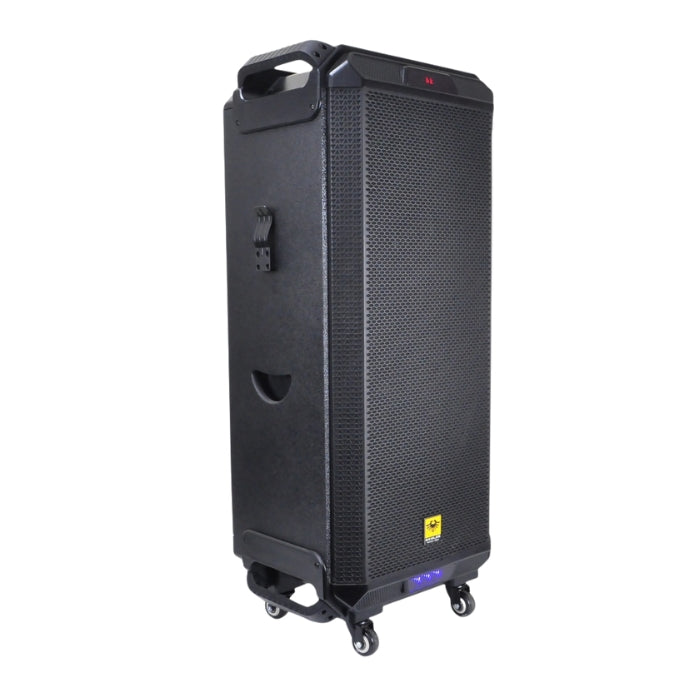 KEVLER DJX-1500 15" 800W 3-Way Full Range Party Boom Box Rechargeable Active Trolley Speaker with Dual UHF Wireless Mic & Selectable Frequency, USB / Bluetooth Function / FM Tuner, 2 AUX, Microphone and Guitar Inputs