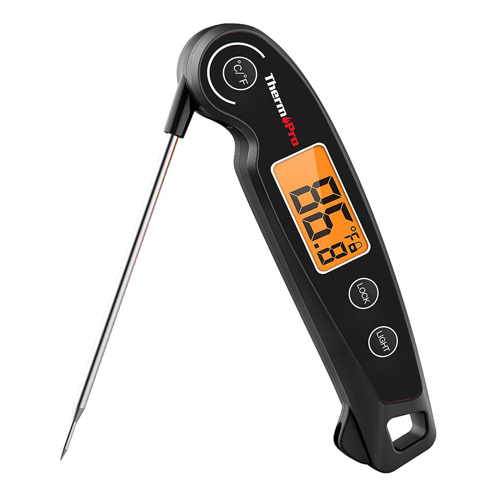 ThermoPro Instant Read Meat Thermometer Waterproof Digital Digital Backlit with Backlight, Calibration, Foldable Probe & Fast Up to 2-3s Read Time for Kitchen, Outdoor Grilling and BBQ | TP605 | TP603