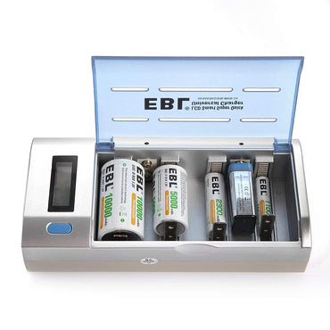 [CLEARANCE] EBL LN-2605UR 4-Bay Universal Smart Battery Charger with Integrated Discharge Function & LCD Display for AA AAA C D 9V Rechargeable Ni-MH Ni-CD Batteries
