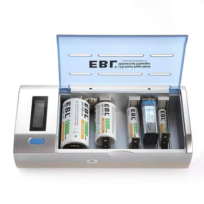 [CLEARANCE] EBL LN-2605UR 4-Bay Universal Smart Battery Charger with Integrated Discharge Function & LCD Display for AA AAA C D 9V Rechargeable Ni-MH Ni-CD Batteries