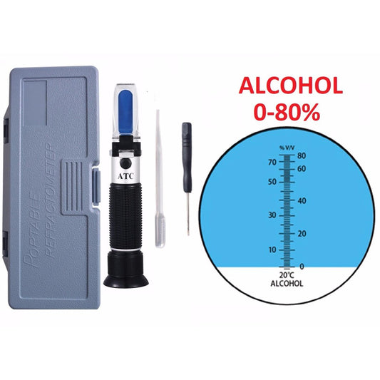 Eagletech REFRAC RHA-80VV ATC 0-80% V/V Alcohol Refractometer Wort Specific Gravity Beer Fruit Juice Wine Sugar Test
