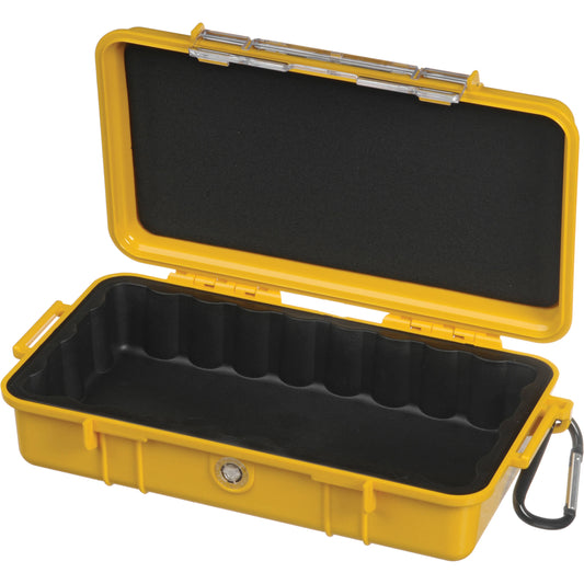Pelican 1060 Micro Case Watertight Crushproof Dustproof Hard Casing with Rubber Liner, Automatic Pressure Equalization Valve for Phones Small Electronics (Red, Yellow)