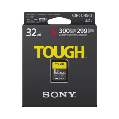 Sony SF-G TOUGH Series 32GB UHS-II SDHC / SDXC U3 V90 Class 10 SD Memory Card with 300mb/s & 299mb/s Read and Write Speed, IP68 Rating and Ribless Design SF-G32T/T1 SF-G64T-T1