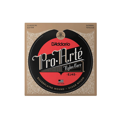 D'Addario Pro-Arte Silver Plated / 80/20 Bronze Wound Nylon Core Guitar Strings Set with Normal Tension for Classical Guitars | EJ45
