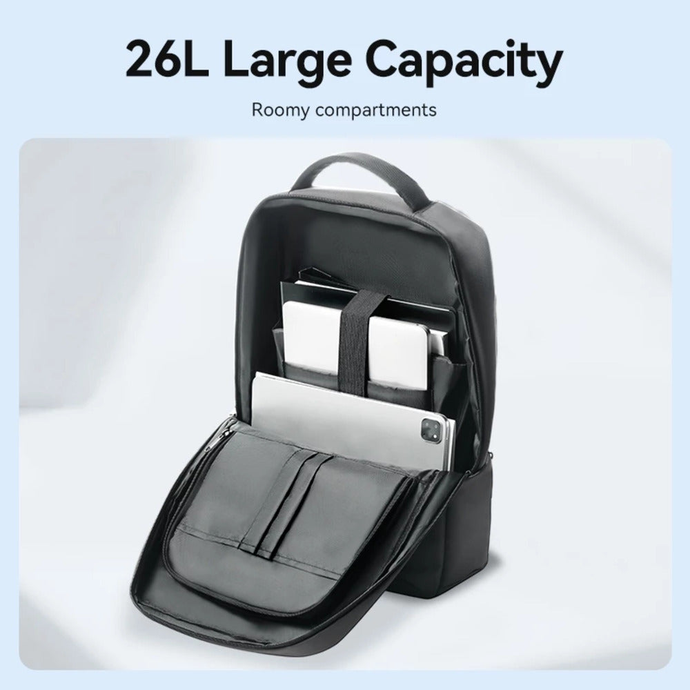 Vention 26L Water-Repellent Laptop Backpack with 17.3" Laptop & 13" Tablet Compartment, Ergonomic Wear-Resistant Design, Multi-Functional Storage Organizer Pockets and Luggage Strap