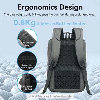 Vention 26L Water-Repellent Laptop Backpack with 17.3" Laptop & 13" Tablet Compartment, Ergonomic Wear-Resistant Design, Multi-Functional Storage Organizer Pockets and Luggage Strap