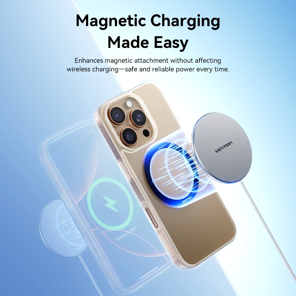 Vention 2-Pack Magnetic Ultra-Thin Metal Ring Stickers for MagSafe iPhone 16/15/14/13/12 Pro Max & Other Compatible Smartphone Device