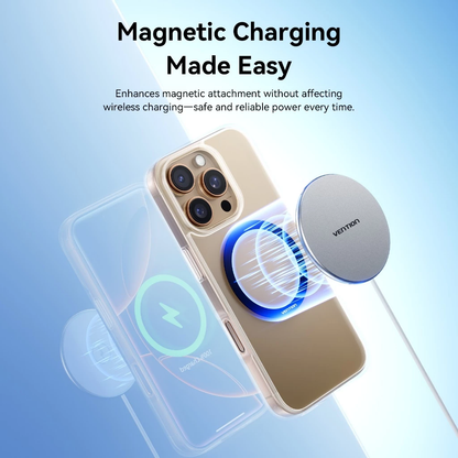 Vention 2-Pack Magnetic Ultra-Thin Metal Ring Stickers for MagSafe iPhone 16/15/14/13/12 Pro Max & Other Compatible Smartphone Device