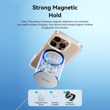 Vention 2-Pack Magnetic Ultra-Thin Metal Ring Stickers for MagSafe iPhone 16/15/14/13/12 Pro Max & Other Compatible Smartphone Device