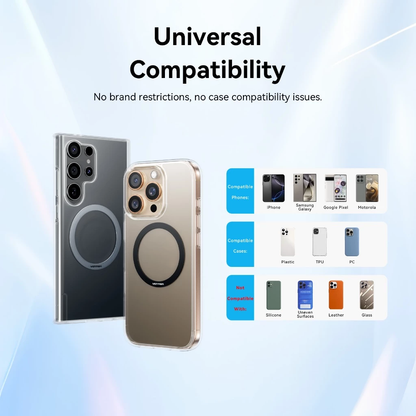 Vention 2-Pack Magnetic Ultra-Thin Metal Ring Stickers for MagSafe iPhone 16/15/14/13/12 Pro Max & Other Compatible Smartphone Device