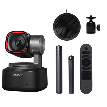 Obsbot Tiny 2 4K AI-Powered PTZ Webcam with USB C 3.0 Type C, Auto Focus & Tracking for Web Camera Live Streaming, Home Workspace Setup, Conference Meeting, Online Class - Support Windows, Mac OS, Linux, PC, Laptop, Computer, Macbook, iMac