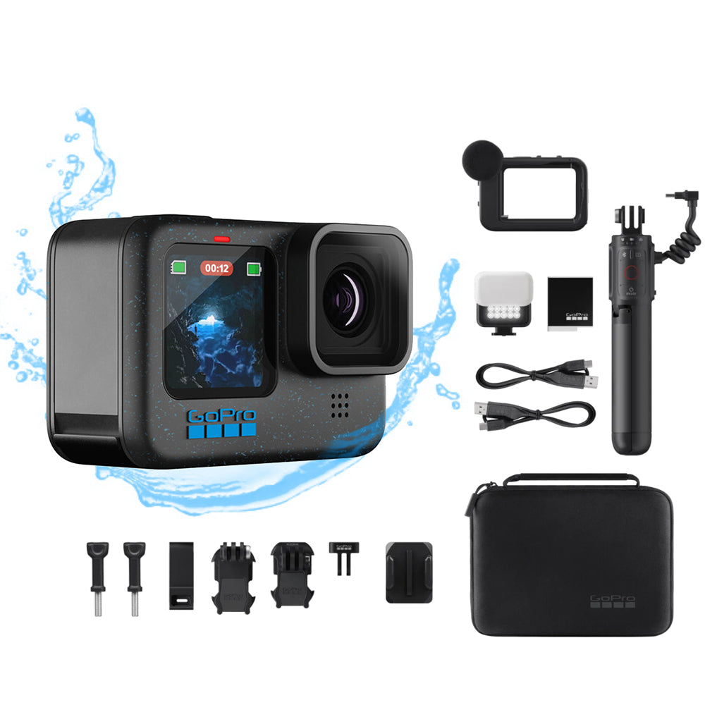 GoPro HERO12 / HERO 12 Black Waterproof Action Camera with 27MP 5.3K60 / 4K120 HDR Photo + Video, HyperSmooth 6.0 Image Stabilization, Horizon Lock, Voice Control, and Submersible Up to 33ft.for Content Creators and Vloggers