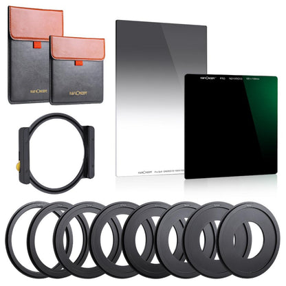 K&F Concept Square Filter Kit SN251 100 X 100 X 2mm Square Coated ND1000 Filter, Square Soft Graduated GND8 Optics Waterproof Anti Scratch Glass HD, Square Filter Holder and 8pcs Square Filter Ring 49/52/58/62/67/72/77/82mm