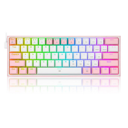 [CLEARANCE] Redragon K617 Fizz 60 Keys Compact USB Wired TKL Tenkeyless Mechanical Gaming Keyboard RGB (Red Switches, Linear) Dust-Proof Hot Swappable for Mac, Windows, PC, Computer, Laptop (Black, Grey/White, Pink/White, White/Grey, White/Pink) | JG Supe