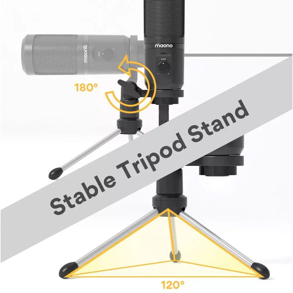 Maono AU-PM461TR USB Condenser Cardioid Microphone for Podcasting Livestream Vlog with Mini Stand