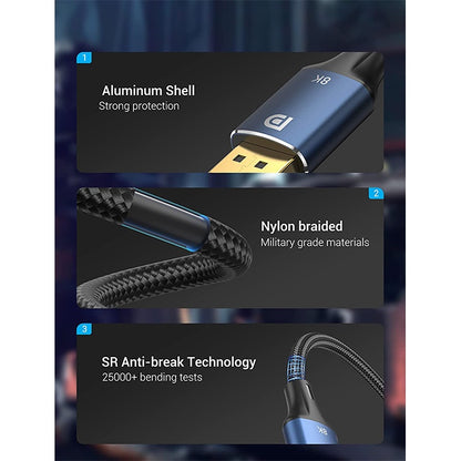 [CLEARANCE] Vention DisplayPort Male to Male Cable 8K 32.4Gbps 8K@60Hz Ultra High Speed for Laptop, Television, Computer, Monitor (5M) | HCEL