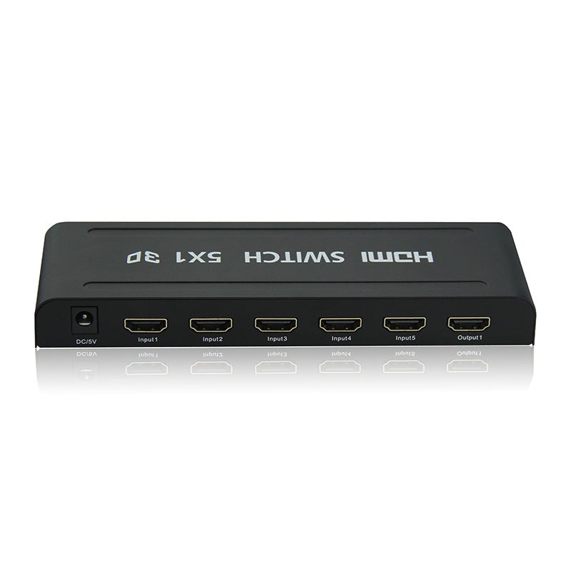 ArgoX HDSW5 1080p 60Hz Full HD HDMI Video Switcher 5x1 with 2.25Gbps Data Rate and TMDS Clock, Supports 3D, AWG26 HMDI, and Remote Control