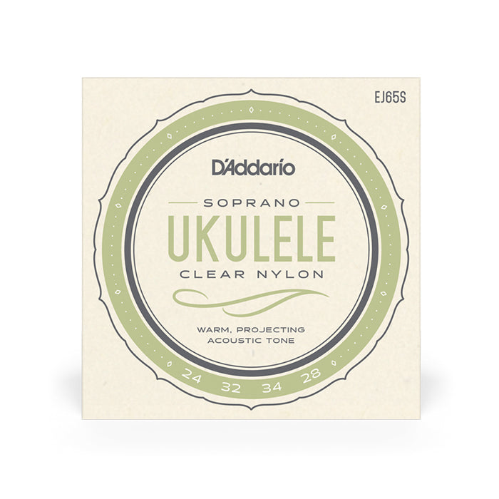 D'Addario Pro Arte Custom Extruded Clear Nylon Ukulele Strings with Warm, Projecting Acoustic Tones (Soprano) EJ65S for Musicians and Singers