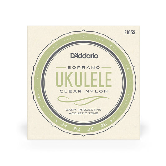 D'Addario Pro Arte Custom Extruded Clear Nylon Ukulele Strings with Warm, Projecting Acoustic Tones (Soprano) EJ65S for Musicians and Singers