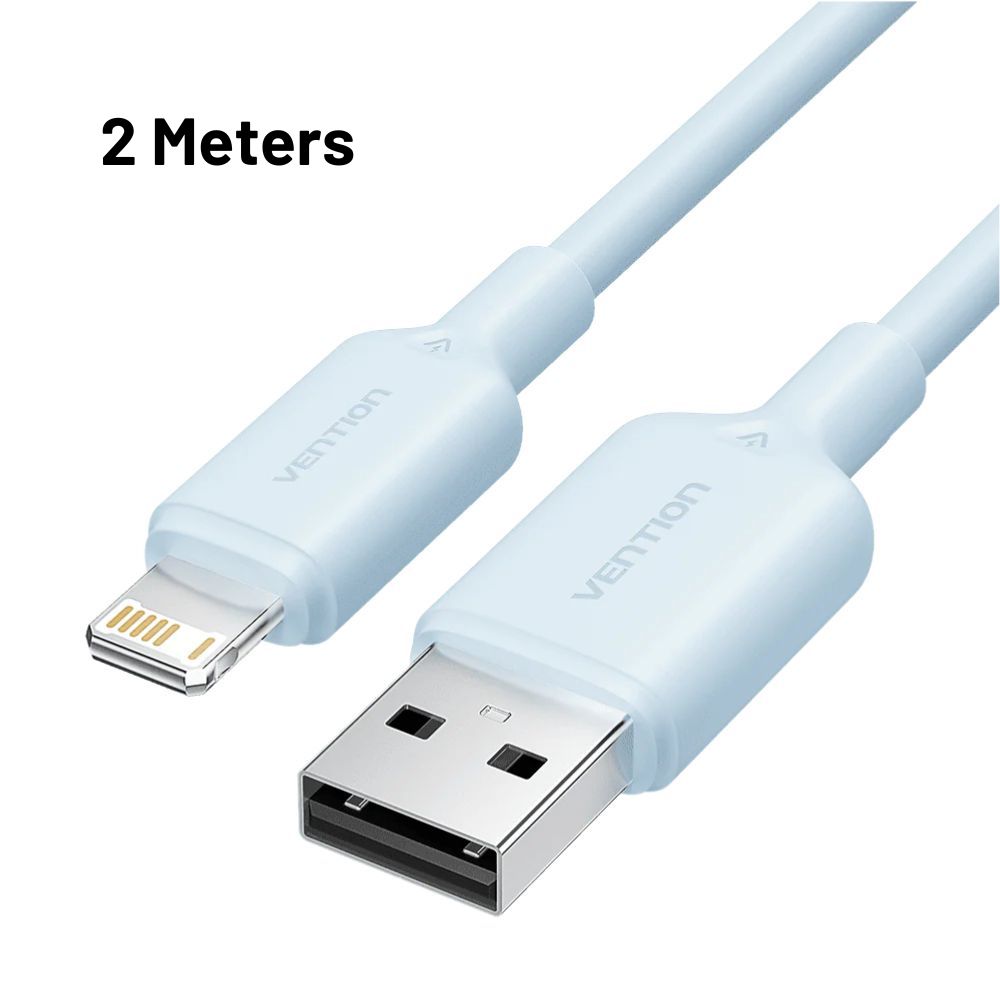 Vention 1M / 2M USB 2.0 Type-A Male to Lightning Male Fast Charging 2.4A Cable with High-Speed 480Mbps Transfer Speed - Blue / Pink / White