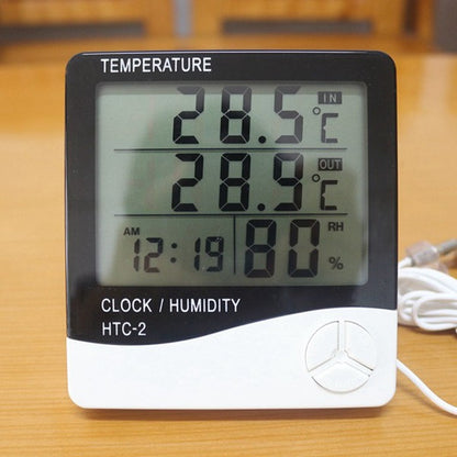 EagleTech HTC-2 Version 2 Digital LCD Temperature Humidity Meter Clock Hygrometer Thermometer Indoor and Outdoor