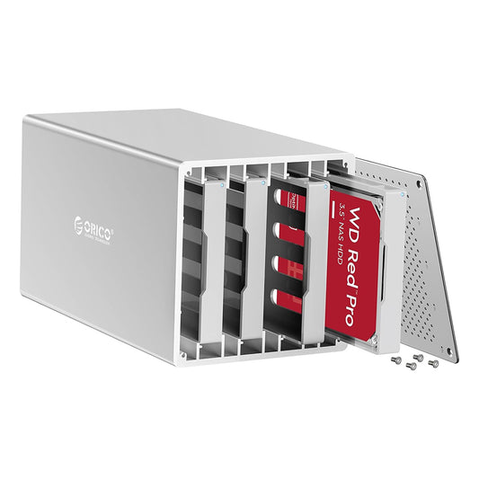 ORICO Multi-Bay 3.5 Inch SATA to USB 3.0 Type-B / 3.1 Type-C HDD SSD Hard Disk Drive Enclosure with 16TB Supported Capacity (Single Disk), 5Gbps Transfer Rate, 10Gbps via RAID0 (Optional) and Windows, MacOS, and Linux Support for Computers