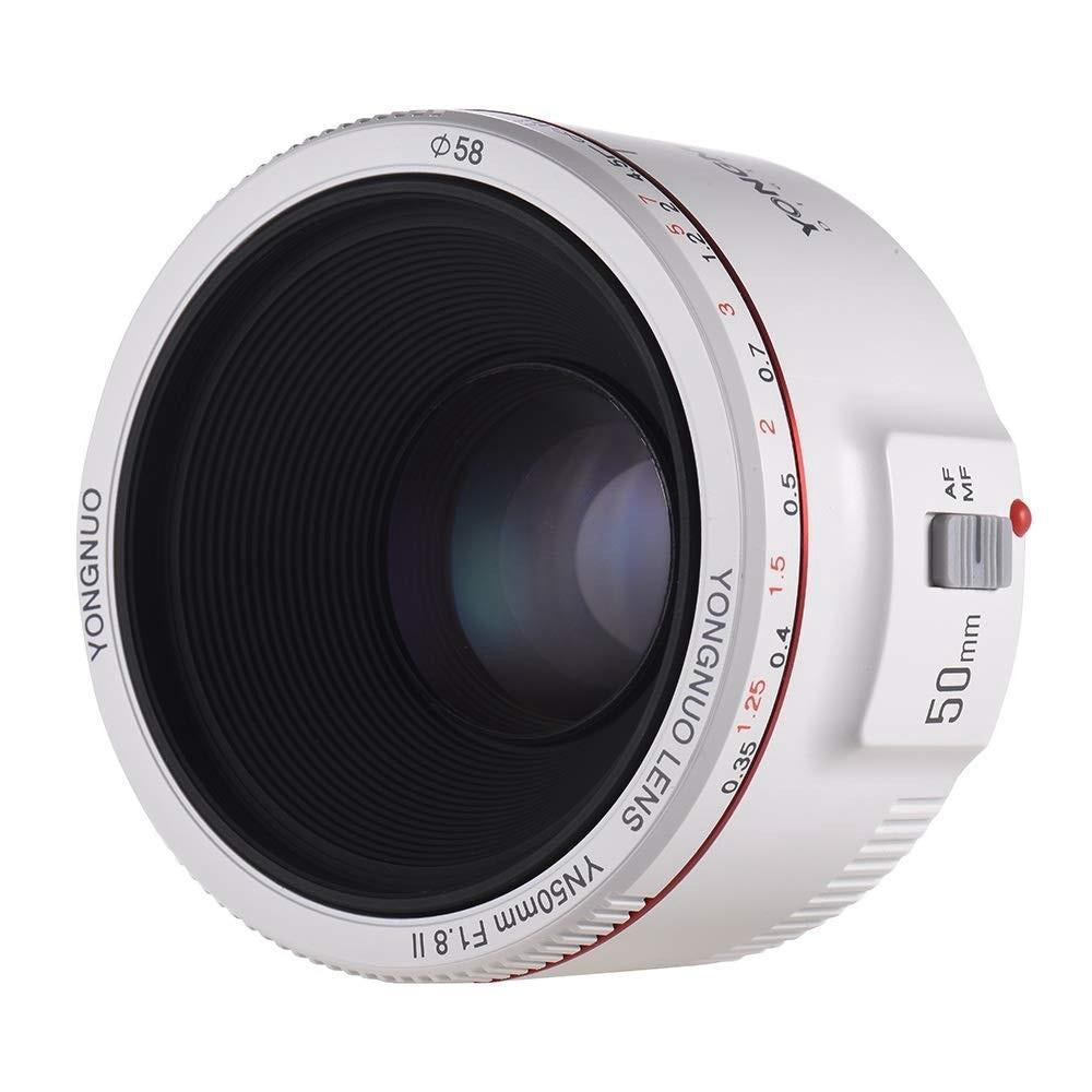 Yongnuo YN50MM F1.8C II Version 2 50mm f/1.8 White Body Prime Lens for Canon EF Auto Focus