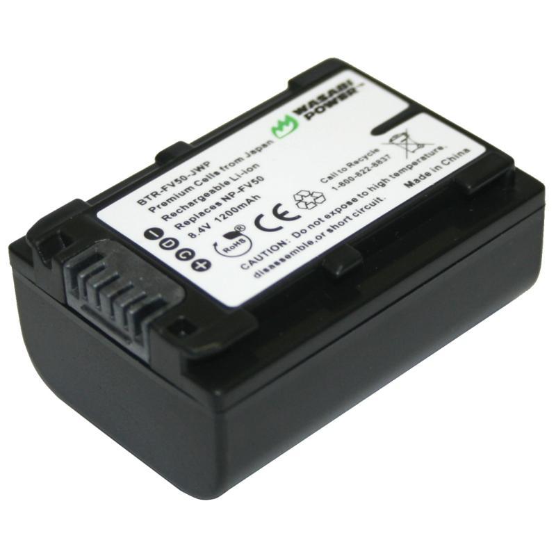 Wasabi Power NP-FV50 (2 Pack) 8.4V 1200mAh Battery and Charger Kit with Power Indicator, Fold Out US Plug, Car Charger & EU Plug Adapter for Sony DCR-SR15 DCR-SX44 FDR-AX700 HDR-CX900 NEX-VG10 PXW-Z450 Handycam Camcorder Video Camera | JG Supe