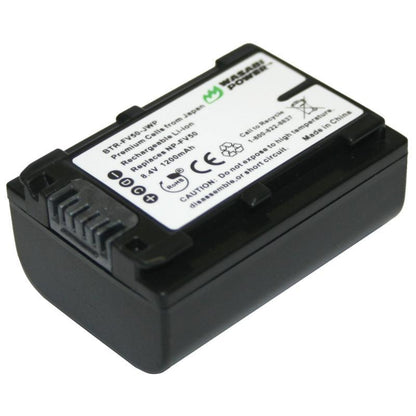 Wasabi Power NP-FV50 (2 Pack) 8.4V 1200mAh Battery and Charger Kit with Power Indicator, Fold Out US Plug, Car Charger & EU Plug Adapter for Sony DCR-SR15 DCR-SX44 FDR-AX700 HDR-CX900 NEX-VG10 PXW-Z450 Handycam Camcorder Video Camera | JG Supe