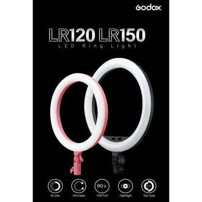Godox LR120 Bi-Color 3000K-6000K 12-inch LED Ring Light for Youtube, Vlogging, etc. with Phone Holder