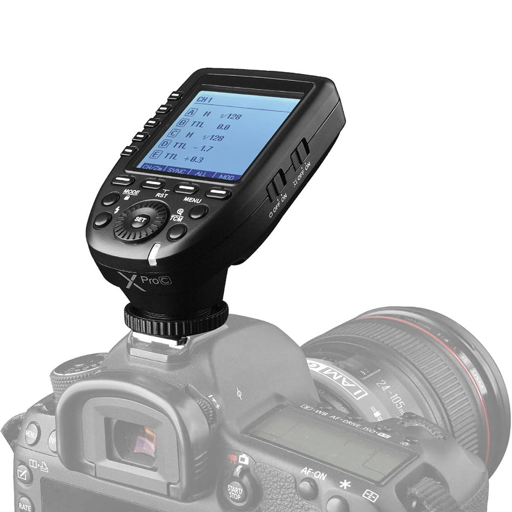 Godox XPRO-C XPROII-C E-TTL II 2.4Ghz Wireless Flash Trigger Transmitter with Autoflash and Max 328ft Range, Sekonic L-858 & TCM Function, Mobile App Control and Multi ID Access Settings for DSLR and Mirrorless Camera