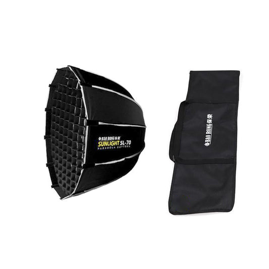 [CLEARANCE] Bao Rong By Triopo Sunlight SL Series 70cm Folding Parabolic Softbox Grid 12-Sided Umbrella w/ Bowens Adapter, Honeycomb Grid, Removable Front Diffuser, Reflective Silver Interior & Carrying Bag for Studio Photography