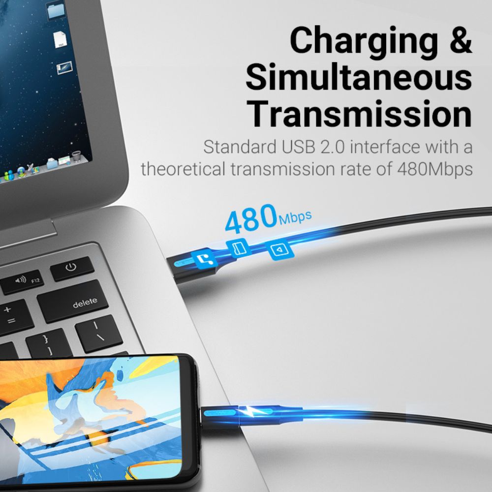 Vention USB-C Male to Micro USB-B Female Adapter with High-Speed 480Mbps Transfer Speed for Phone, Tablet, Laptops